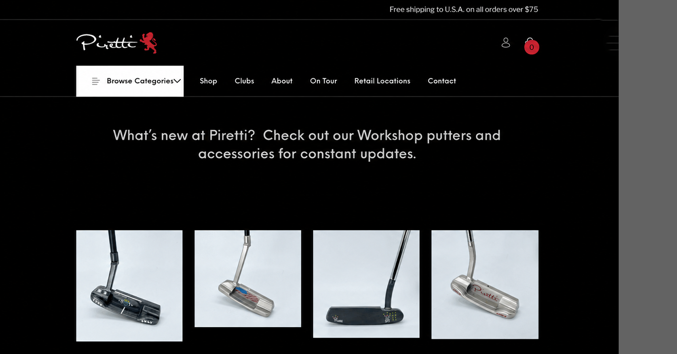Piretti Golf homepage before the first redesign
